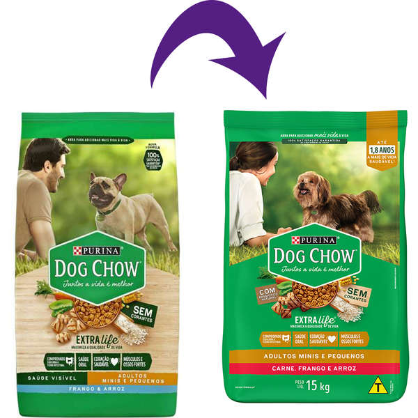 Aviário Mediato  Cães - Dog Chow Extra Life Frango e Arroz Cães Adulto 7+  Todas as Raças